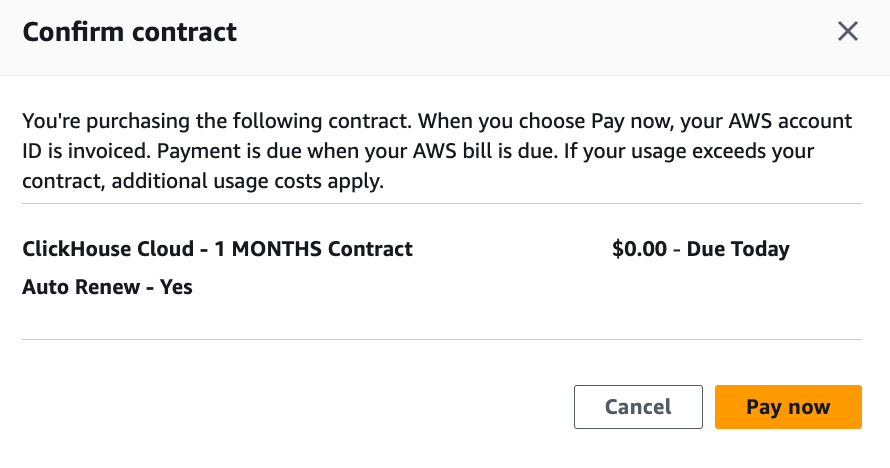 Подтверждение контракта на AWS Marketplace
