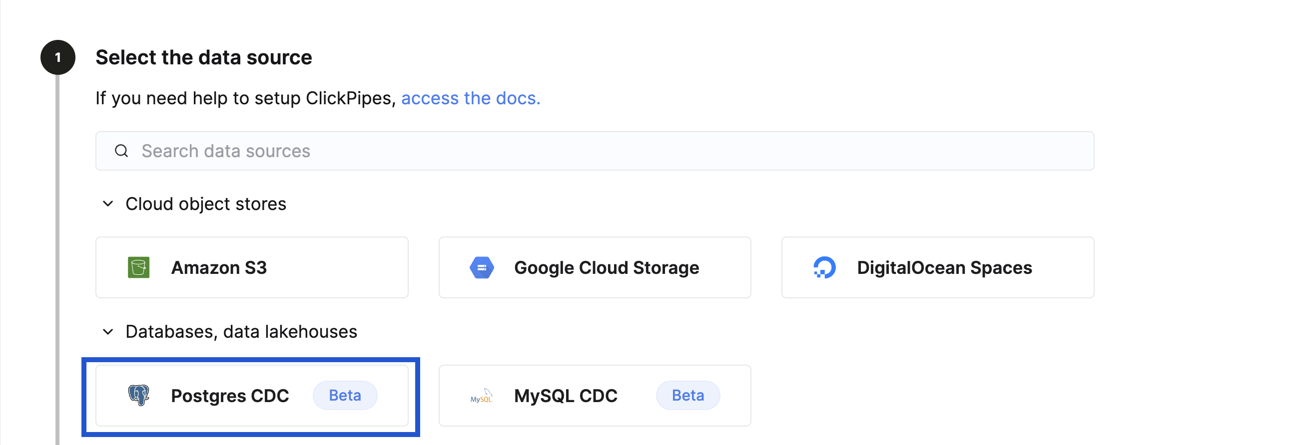 Выберите Postgres